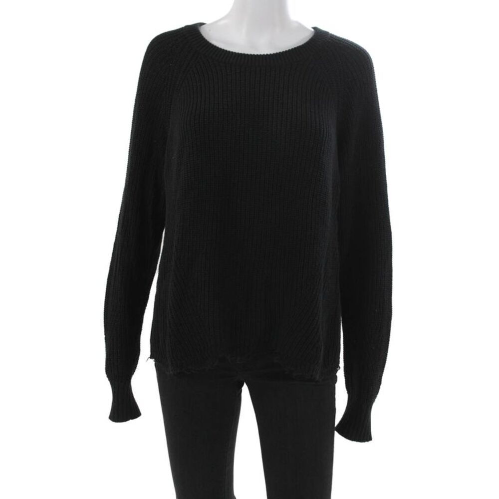 Cotton By Autumn Cashmere Womens Black Pullover Sweater Cotton Crewneck Size L